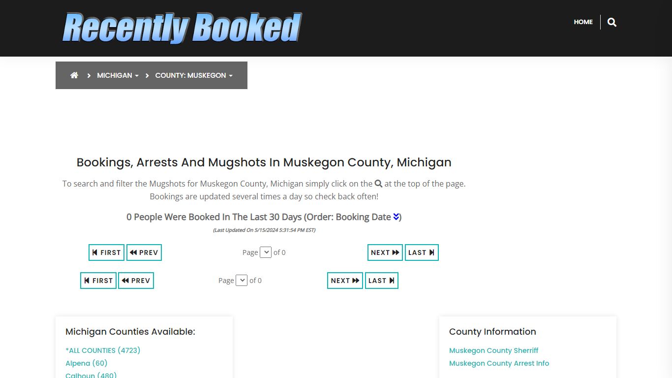 Bookings, Arrests and Mugshots in Muskegon County, Michigan