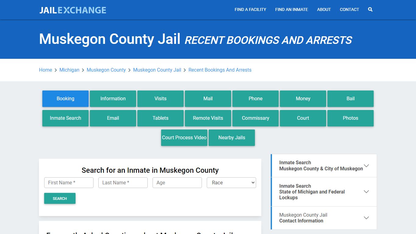 Muskegon County Jail Recent Bookings And Arrests - Jail Exchange