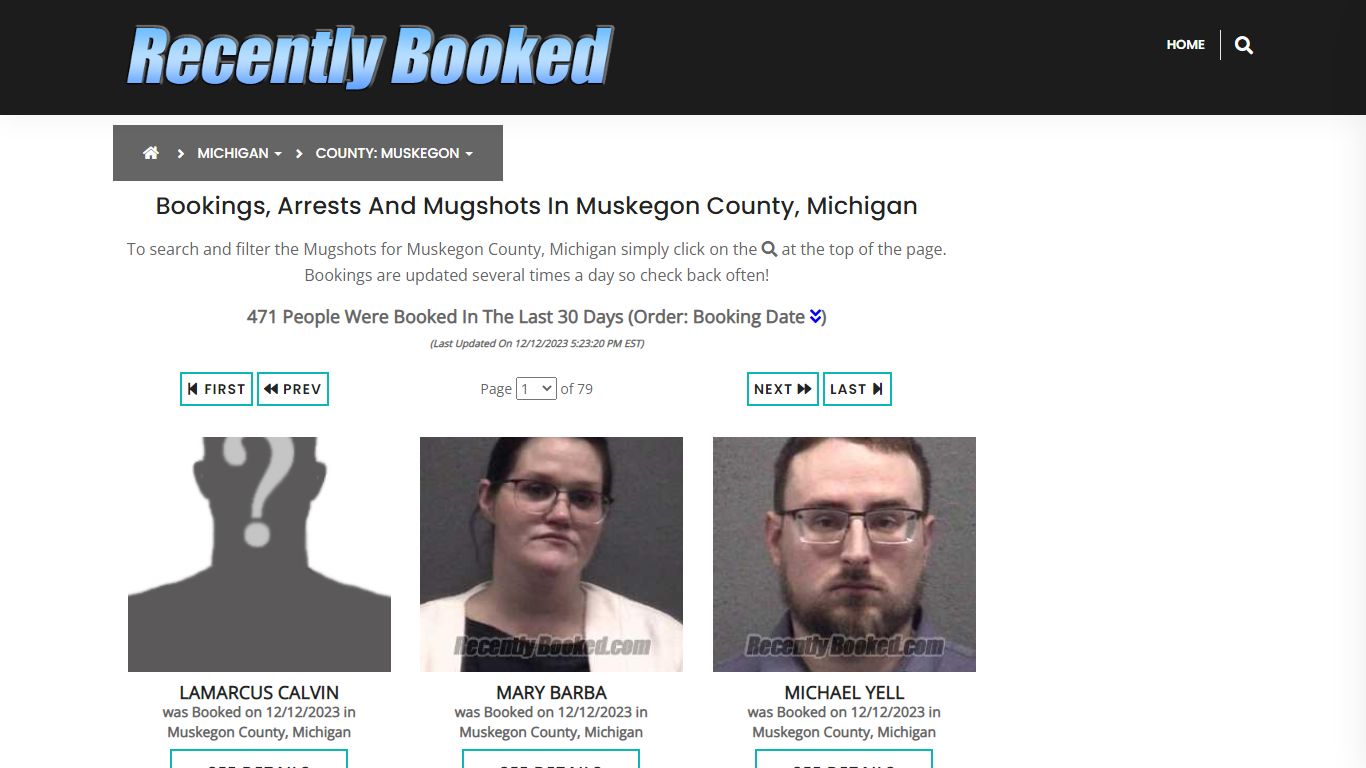 Bookings, Arrests and Mugshots in Muskegon County, Michigan
